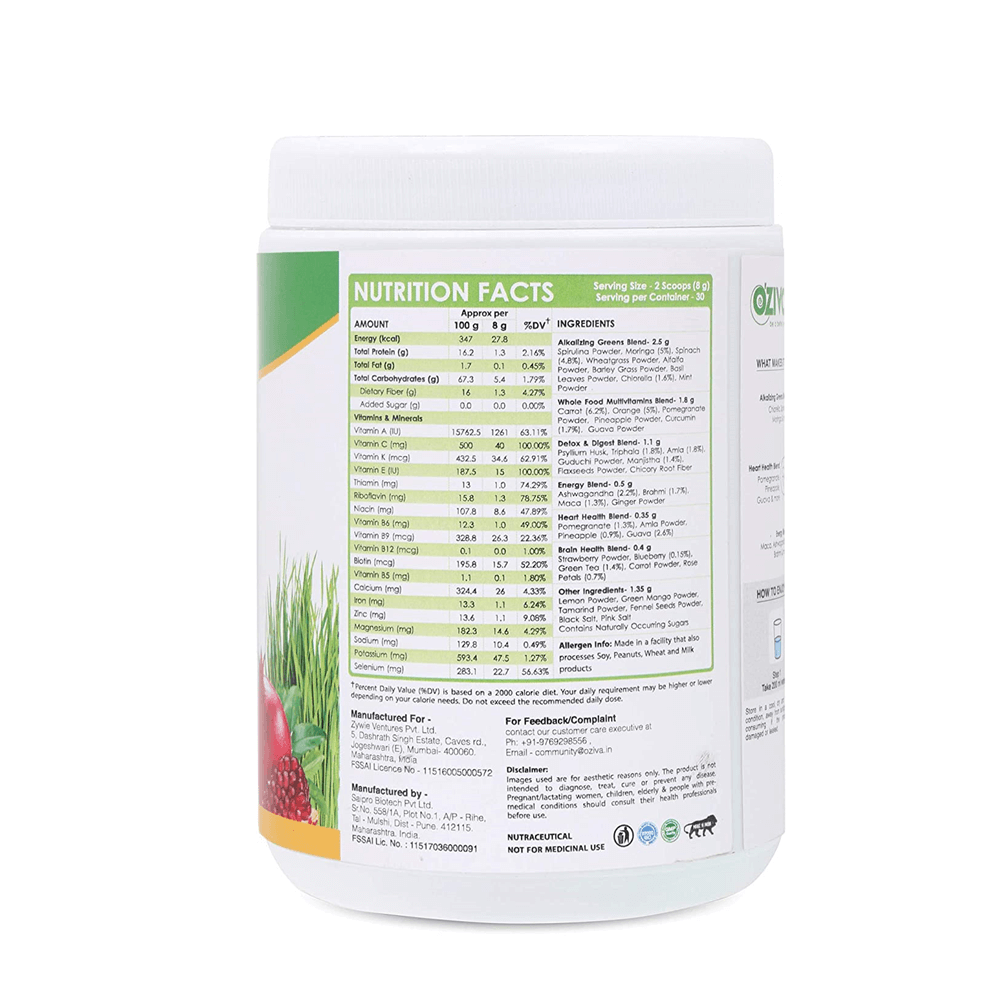 OZiva Superfood Greens & Herbs With Whole Food Multivitamins